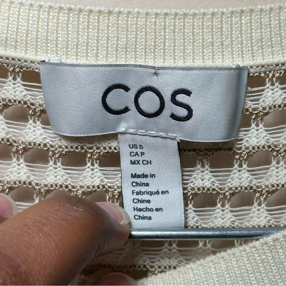 COS Cream Knit Fishnet Coverup Long Sleeve Tunic Sweater Size Small - Picture 11 of 15